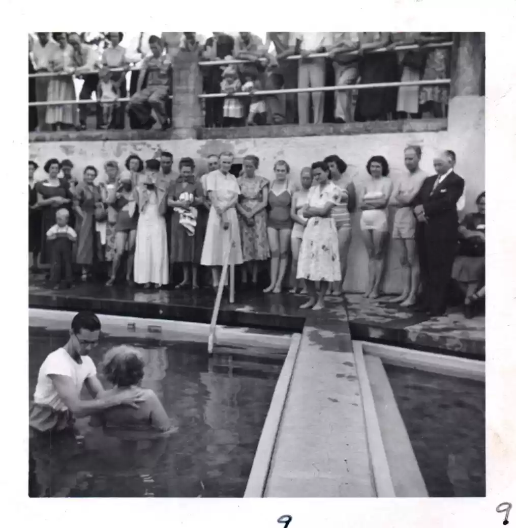 Mrs. E.J. Flowers being baptised. (9)